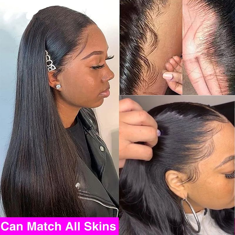 Hot selling 360 Transparent Frontal Pre Plucked Brazilian Remy Straight 13X4 Lace Front Human Wigs For Black Women Bling Hair_voghion.com