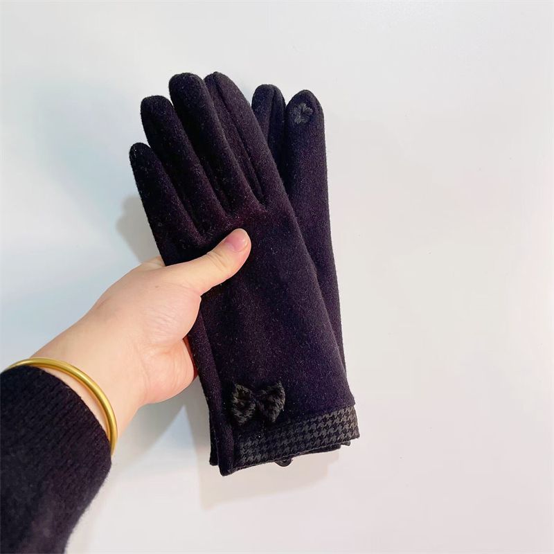Cashmere gloves for women to keep warm cool in winter, simple cycling windproof, Korean version cute and versatile,_voghion.com