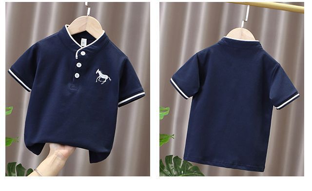 Mother&Kids Stand collar embroidered horse Polo stand collar loose knitting trend_voghion.com