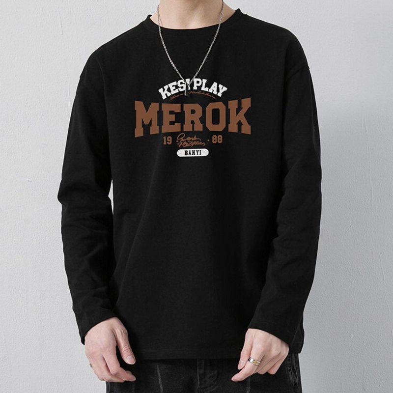 Baleno Pure Cotton Thin Printed Long Sleeve T-S For Men 2025 Spring Loose Fit Plus Size Versatile Solid Color_voghion.com