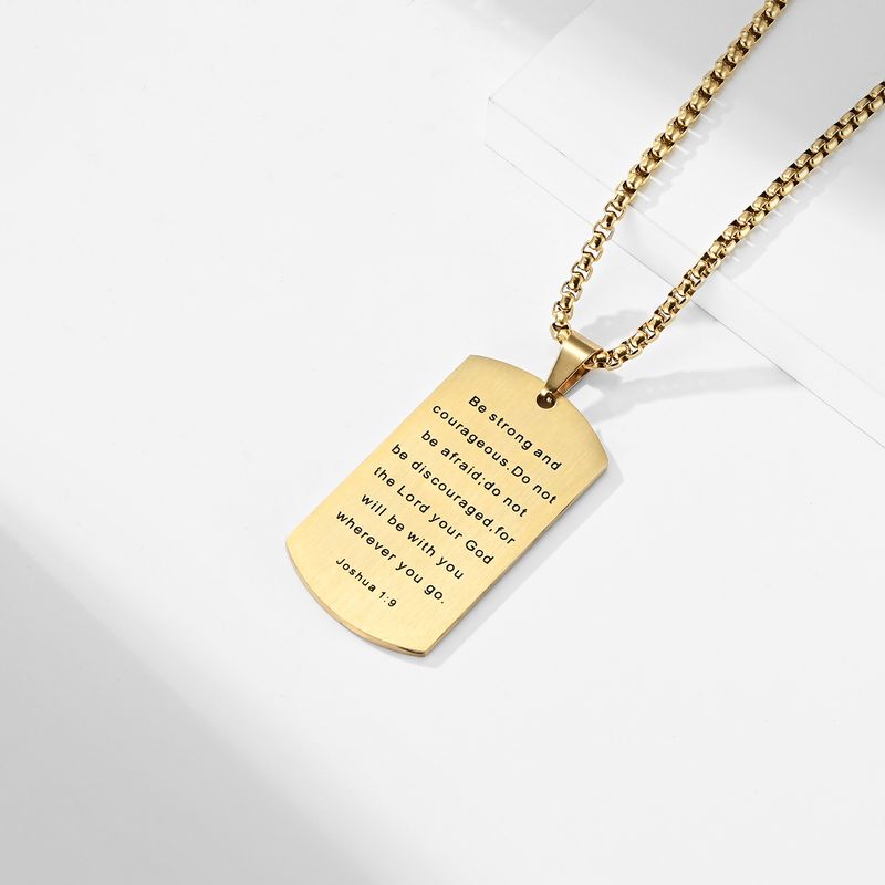Stainless Steel Crusader Necklace Simple Cross Pendant Dog Tag_voghion.com