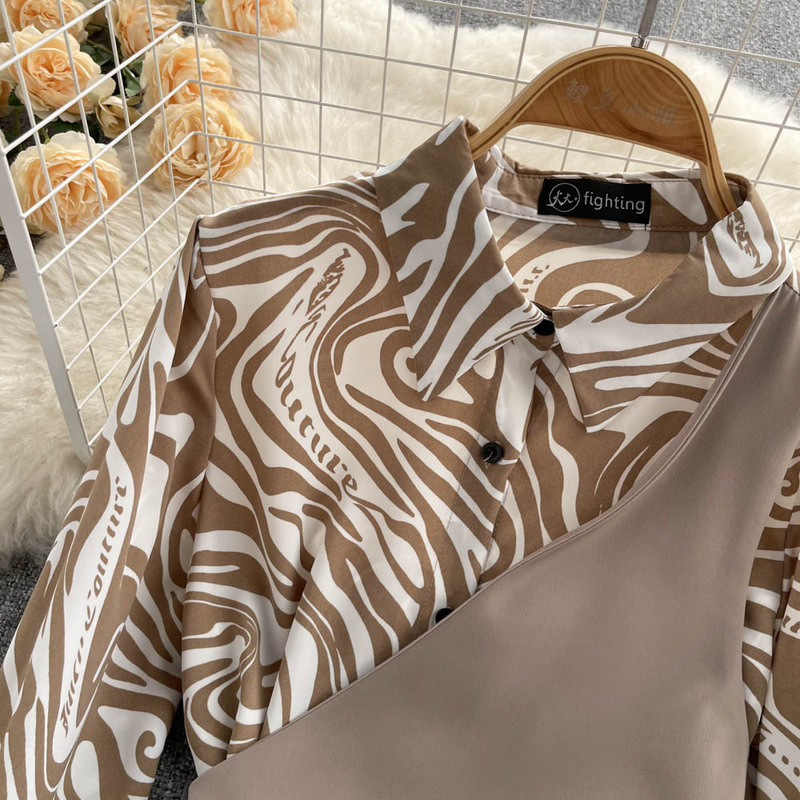 Abbigliamento da donna Maglie a maniche lunghe Larghe e snellenti Maglietta a due pezzi finta con cuciture a righe_voghion.com