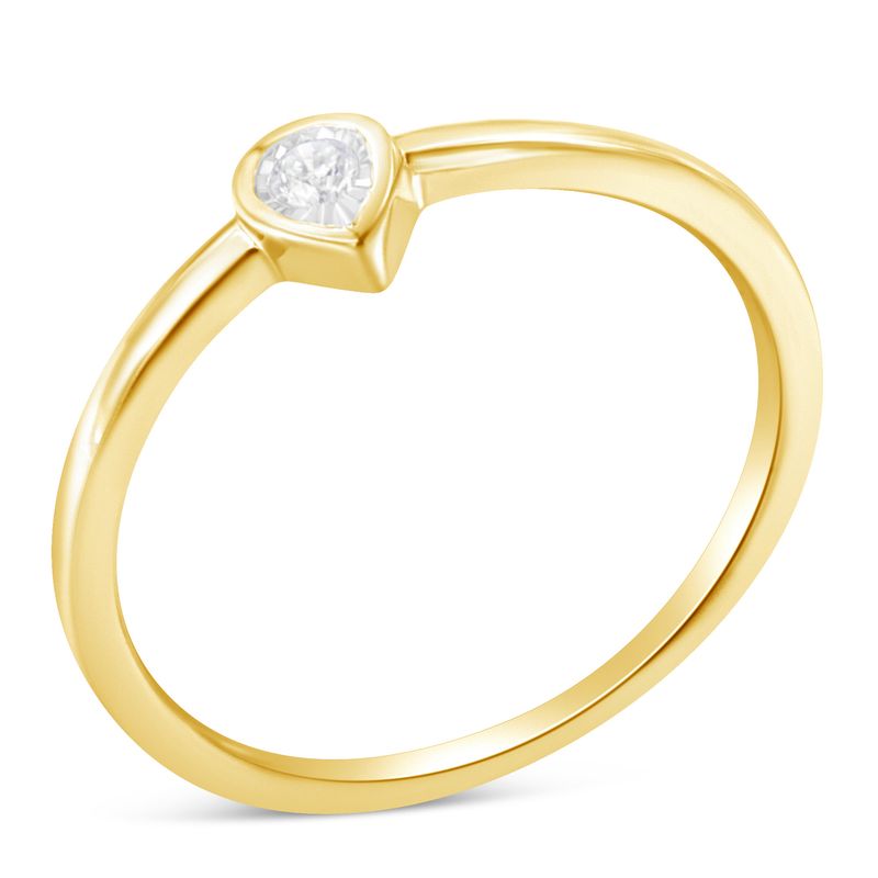 14K Yellow Gold Plated .925 Sterling Silver 1/20 Carat Diamond Teardrop Pear-Shaped Miracle Set Petite Fashion Ring (J-K Color, I1-I2 Clarity)_voghion.com