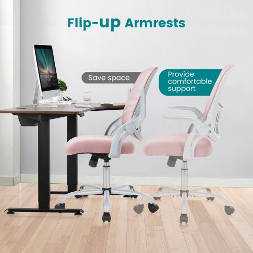 Office Mid Back Ergonomic Mesh Computer Desk Larger Seat Executive Height Adjustable Swivel Task Chair With Lumbar Support_voghion.com