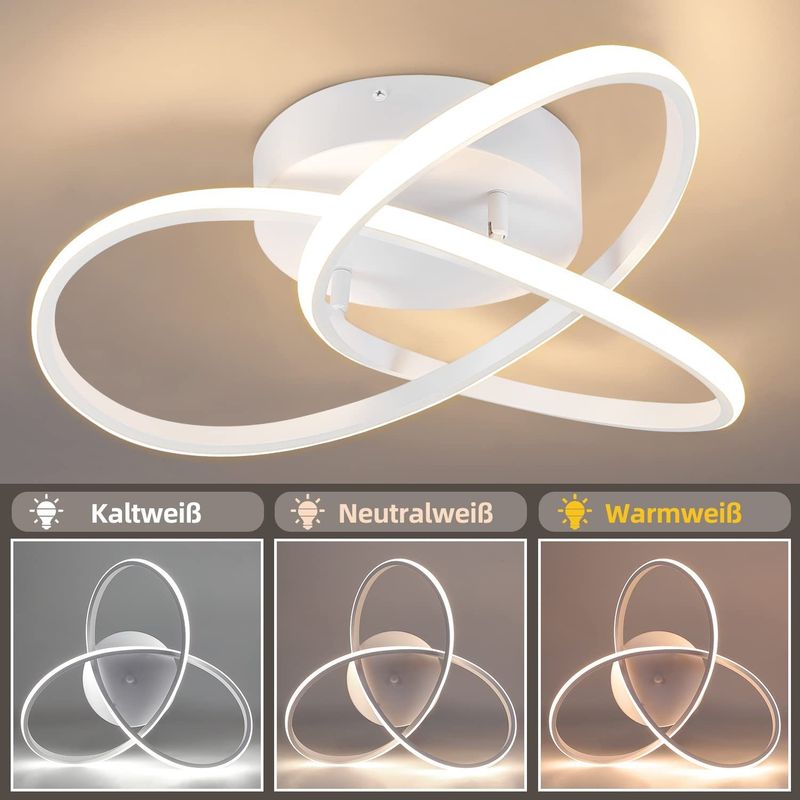 Glitzerlife LED Deckenlampe Weiß Dimmbar Deckenleuchte -33W Schlafzimmerlampe Modern Mit Fernbedienung Wohnzimmerlampe 40CM Geometrie Design Für Küche Flur Studio_voghion.com