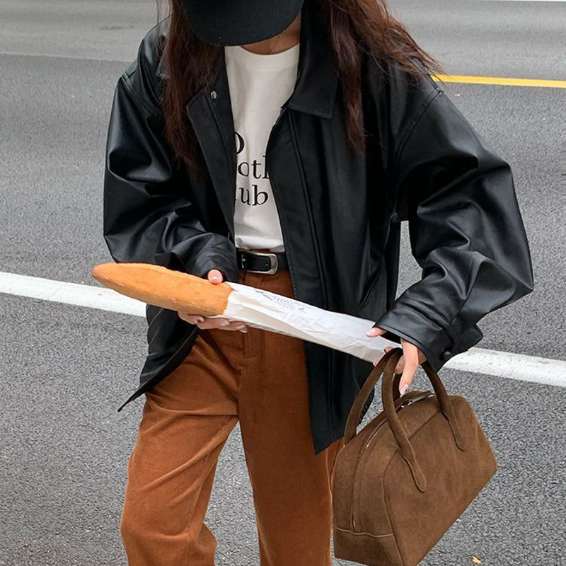 Jmprs Vintage női PU dzseki női High Street Techwear túlméretezett műbőr motoros kabát Bf Punk hétköznapi rövidített_voghion.com