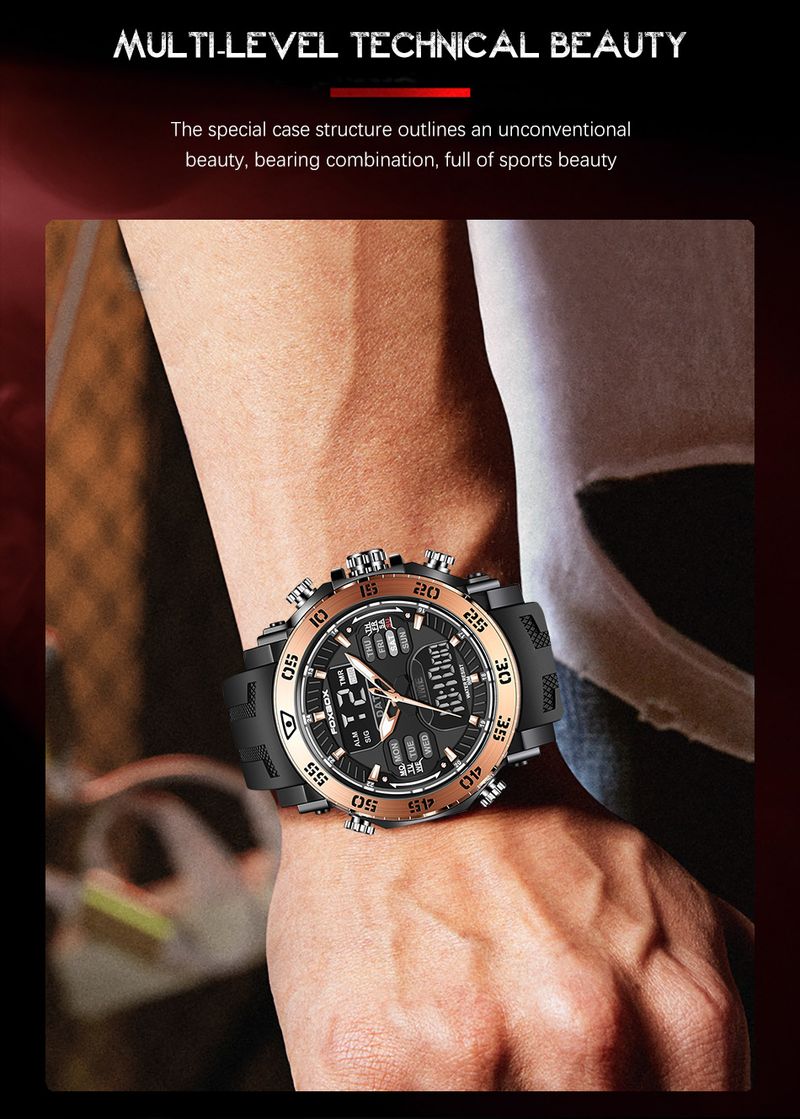 Men's Digital Analog Quartz Watch With Luminous Display, Waterproof, Alarm, And Multifunction Features Watch Alarm Clock_voghion.com