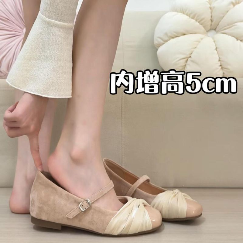 Cowhide Version ~ Petite Height Increase 5Cm Mary Jane Fairy Style 2025 Autumn New French Sweet Single Shoes_voghion.com
