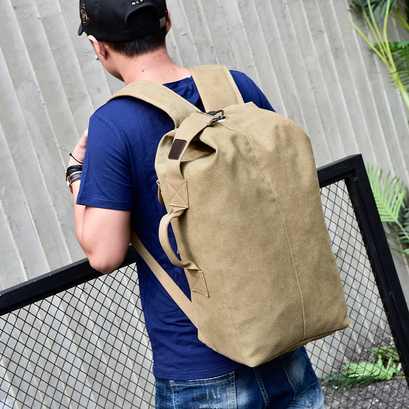 Grouss Kapazitéit Rucksak Mann Reesbeutel Mountaineering Rucksak Männlech Gepäck Leinwand Bucket Schëllerbeutel fir Jongen Männer Rucksak_voghion.com