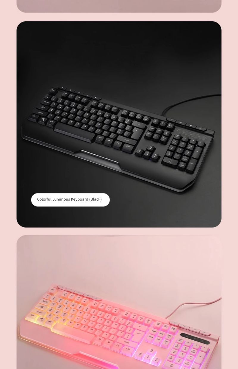 Nuji Mute Gaming Electronic Sports Pink Black Wired Desktop Computers And Laptop Office Good-looking New Arrival Neutral_voghion.com