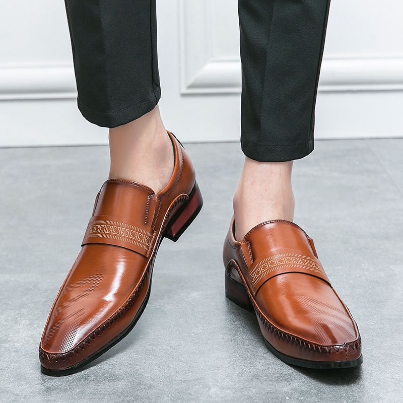 Scarpe da sposa da uomo in pelle, stile britannico, traspiranti, casual, estive, da lavoro, autentiche, alla moda, con punta a punta._voghion.com