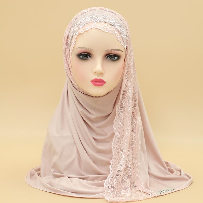Frauen Hijab neue feste farbe modal spitze damen kopftuch langen schal schal_voghion.com