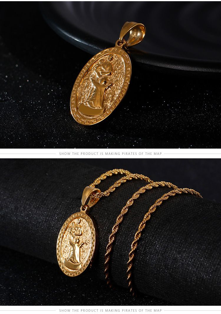 Damenschmuck, elegante Halskette mit geometrischem Vintage-Anhänger und eingraviertem Buchstabendesign, hypoallergene Edelstahlkette, minimalistisch, zierlich_voghion.com