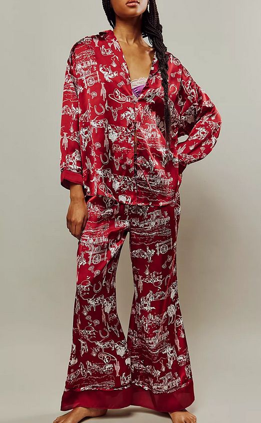 Women's Sleepwears Silk Satin Printed Home Clothes Suit Home Clothes Suit_voghion.com