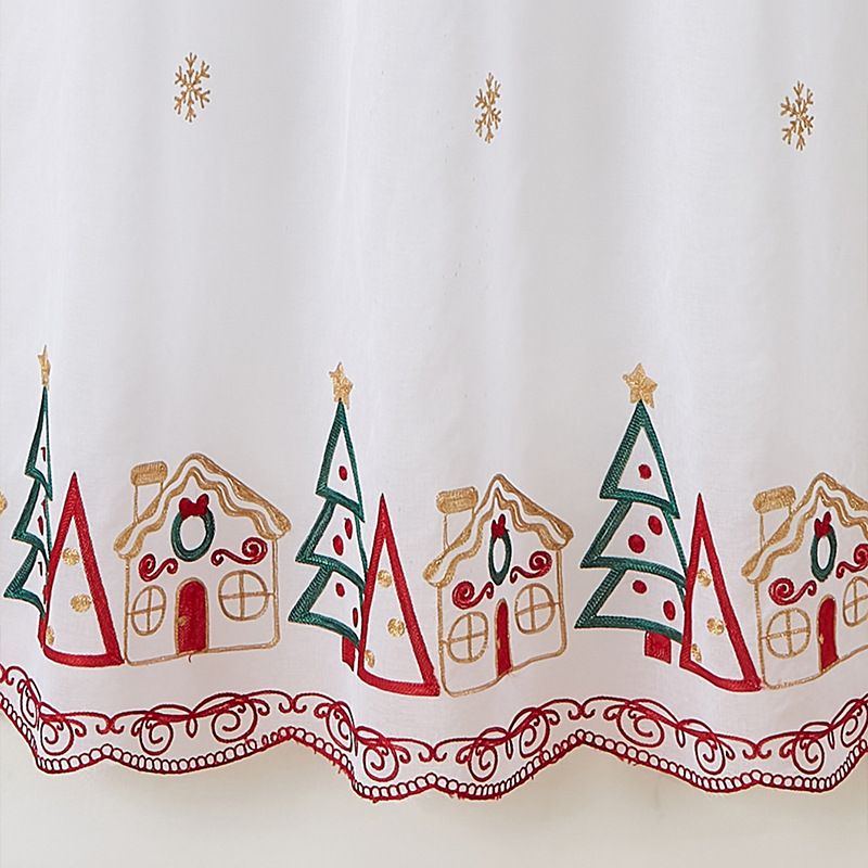 Christmas Embroidered Door Curtain – Festive Holiday Decor With Reindeer & Candles (100x200cm, Polyester, Semi-Sheer 40-70% For Living Room/Bedroom)_voghion.com