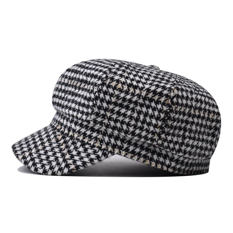 Beretă octogonală din mătase strălucitoare, simplă și la modă, versatilă pentru studenți, versiunea coreeană, la modă, faimoasă pe internet_voghion.com