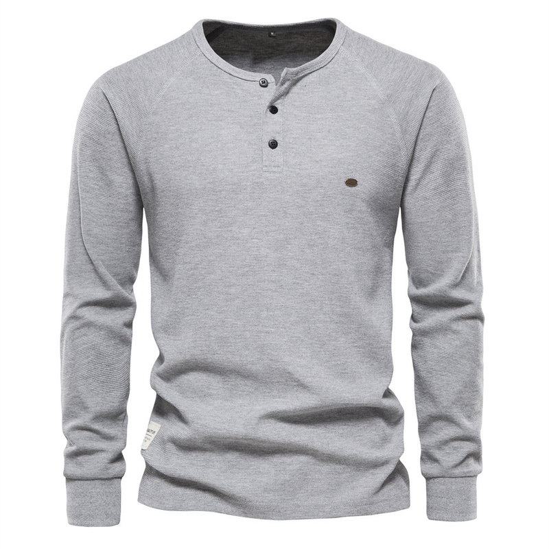 T-shirt da uomo in tinta unita con collo a gallone a maniche lunghe con sottocollo europeo autunno/inverno_voghion.com