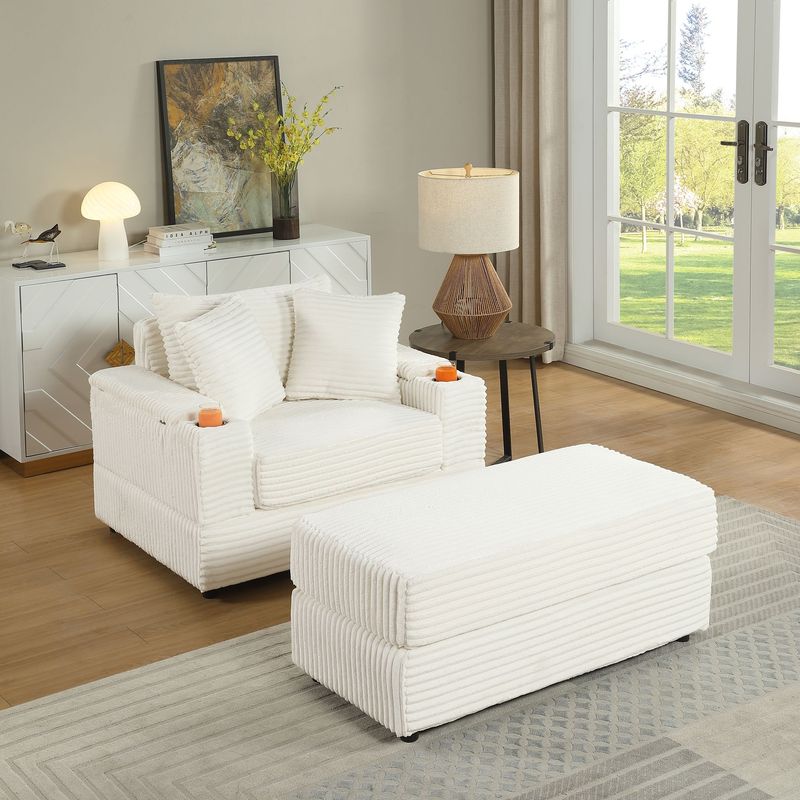 sofa With 2 Toss Pillows And A Ottoman ,Comfy Sofa- Deep Seat Couch For Living Room_voghion.com