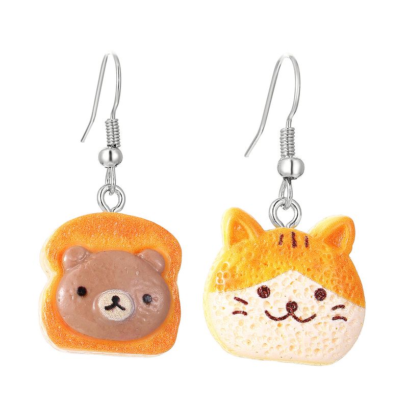 1 Set 1 Pair Cute Saturday Donuts Poached Egg Stoving Varnish Plastic Resin Drop Earrings_voghion.com