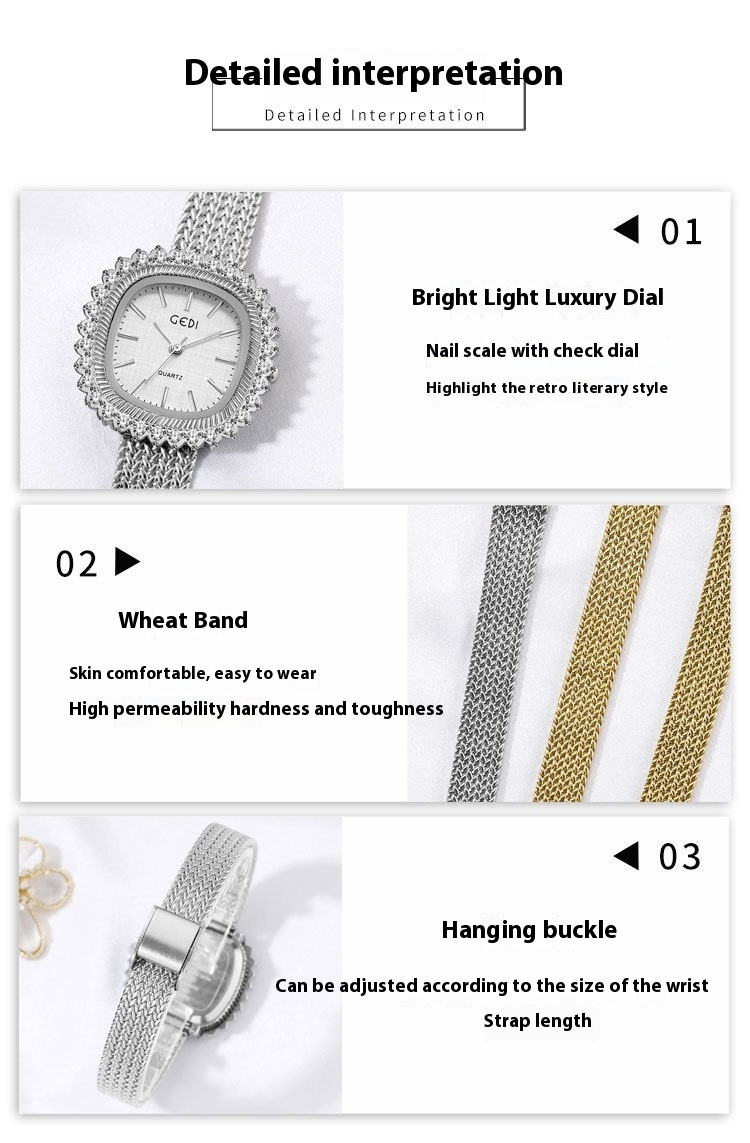 GEDI Maisui Xiaojin laikrodis, populiari interneto įžymybė, lengva prabanga, moteriškas laikrodis su deimantais, nišinis kvarcinis laikrodis_voghion.com