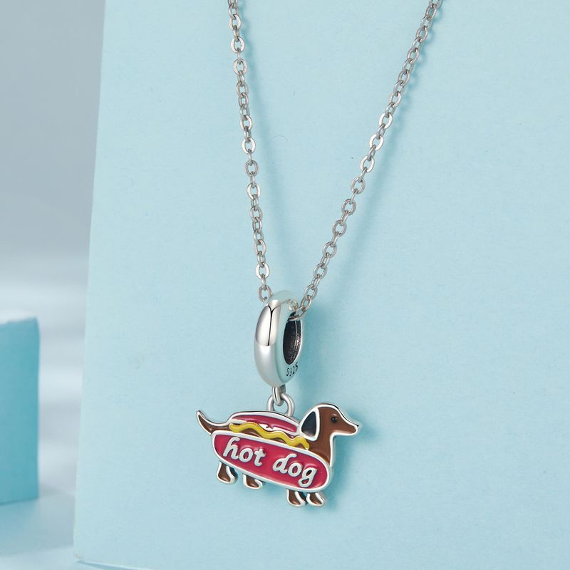 Ciondolo a forma di bassotto in argento sterling, SCC3040_voghion.com
