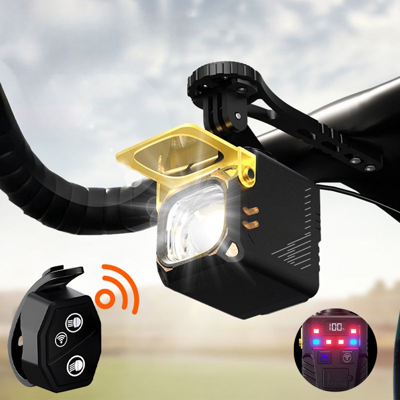 Bicycle Front Super Bright Waterproof Wireless Remote Control Far And Near Dual Strong Flashlight Night Riding Ing_voghion.com