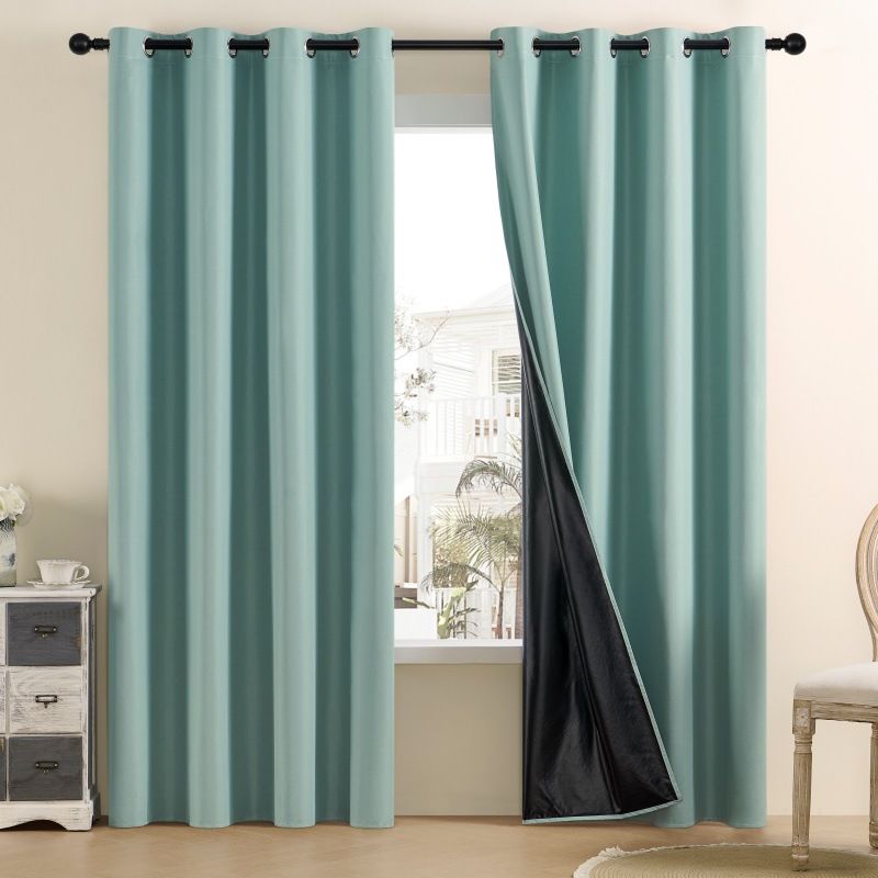 full blackout heat insulation curtains for bedroom with black lining room darkening noise reduction curtains_voghion.com