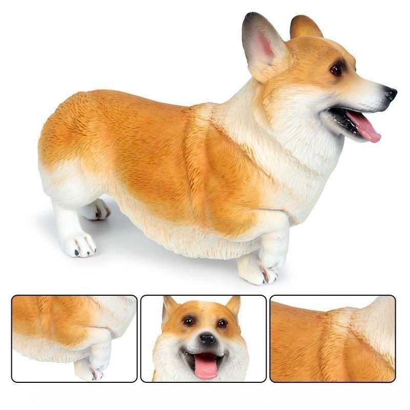 Realistische Corgi-Welpenfigur, niedliche Hunde-Gedenkskulptur, Balkon, Garten, Schreibtischdekoration, Kunstharz, Handwerk_voghion.com