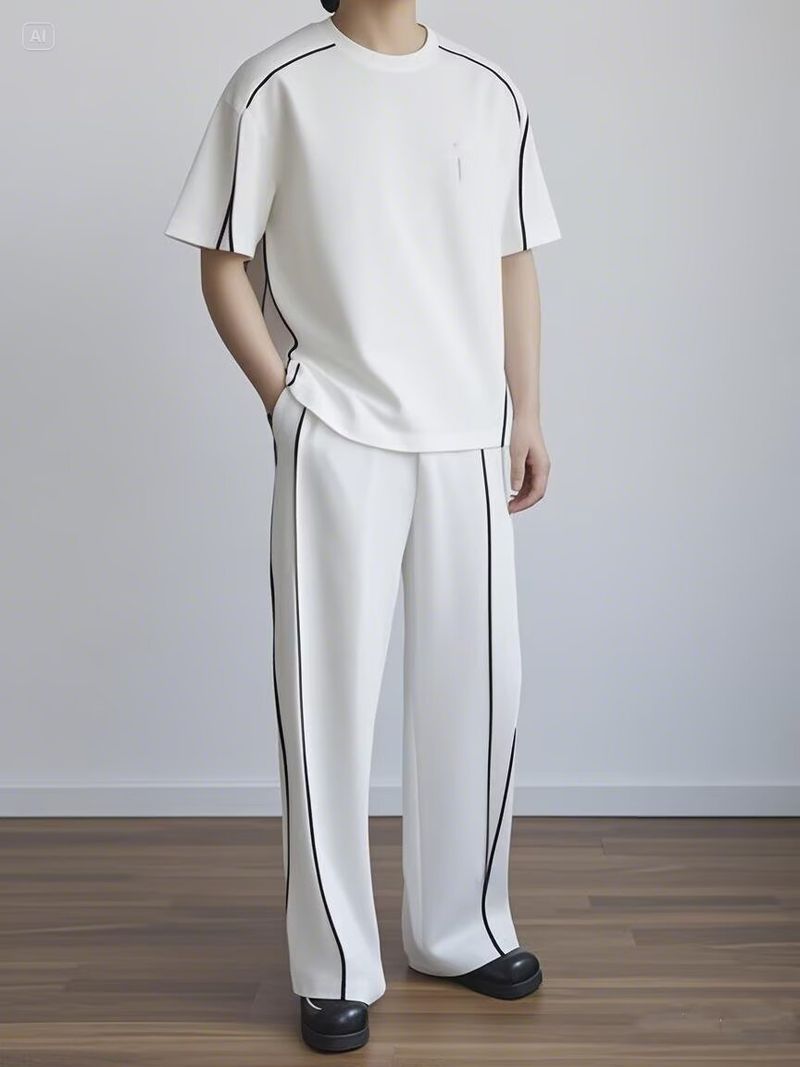 Men's Clothing Casual Suit Short Sleeved Trousers Mopping Pants Loose And Handsome Sports Complete Set_voghion.com