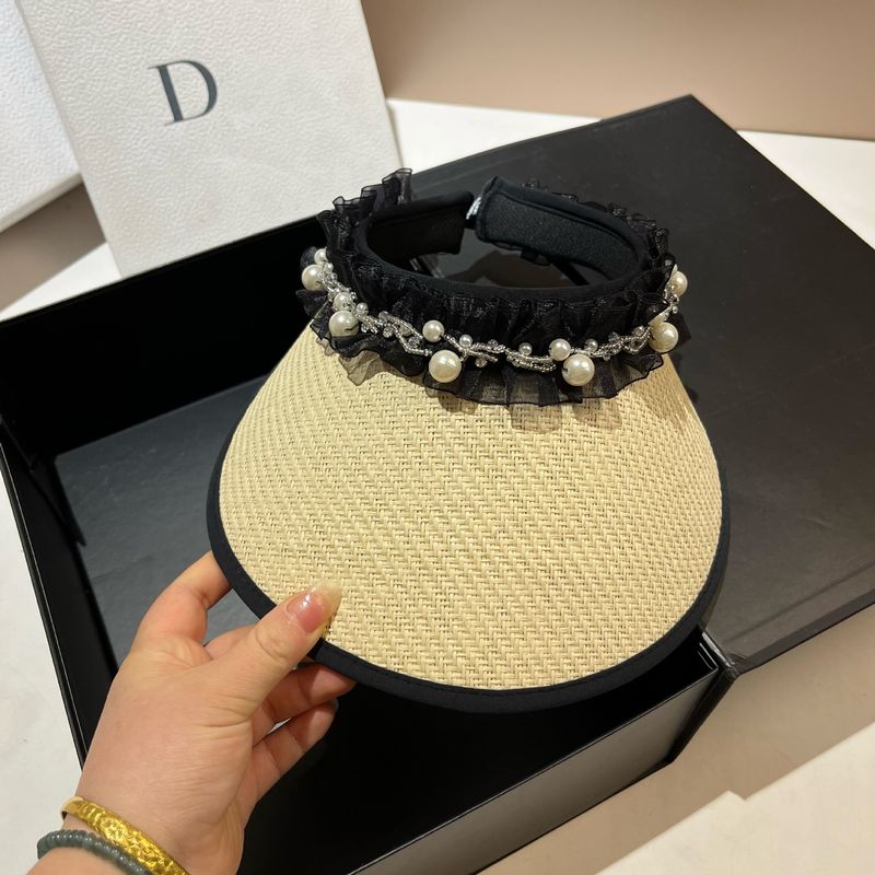Xiaoxiangfeng perla plisada malla superior vacía versión coreana Little Fairy dulce antienvejecimiento sombrilla verano tenis sombrero_voghion.com
