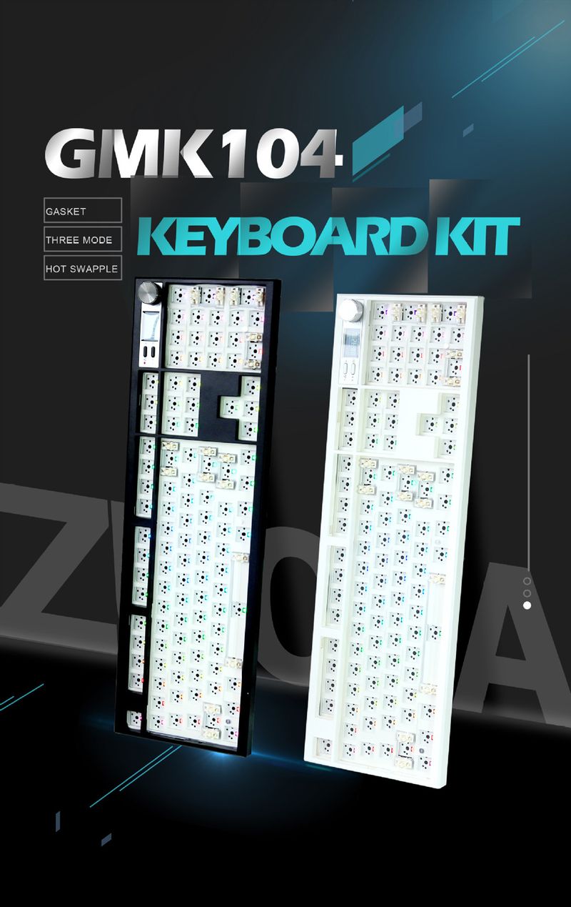 Zuya G104 Nical-Tastatur, Drei-Modus-Bluetooth-Kit, RGB, mit Bildschirm-Lautstärkeregler-Unterstützung über Änderungstaste_voghion.com