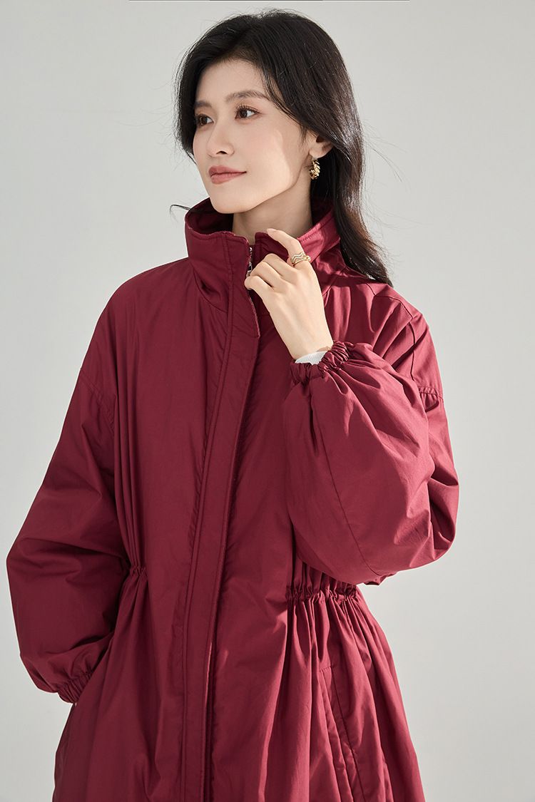 Nuovo piumino lungo da donna, stile trench White Goose, versione autunno-inverno, ultra ampio, con coulisse in vita_voghion.com