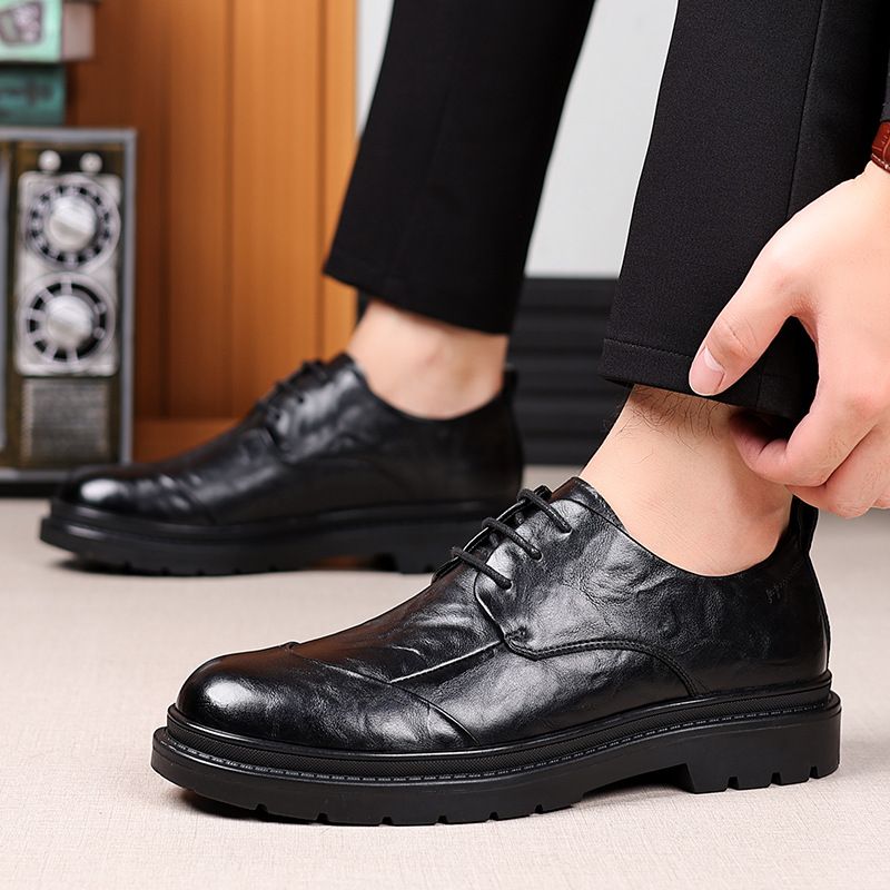 Adatto a tutte le stagioni, in pelle lavata a mano, per uomo, formale, autunnale, stile britannico, casual, da sposo, da sposa._voghion.com