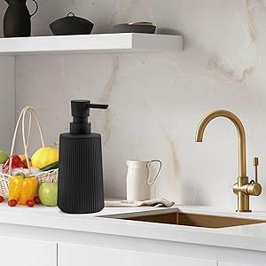 Farmhouse Soap Dispenser - Matte Black Striped Design_voghion.com