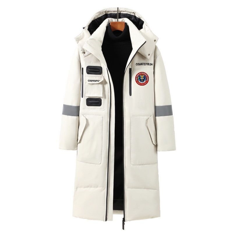 Men's Clothing New Down Jacket Men's Long Style Below The Knee Trend Mid Length Couple Trendy Brand Thickened Men's Coat Tiger Head Style_voghion.com