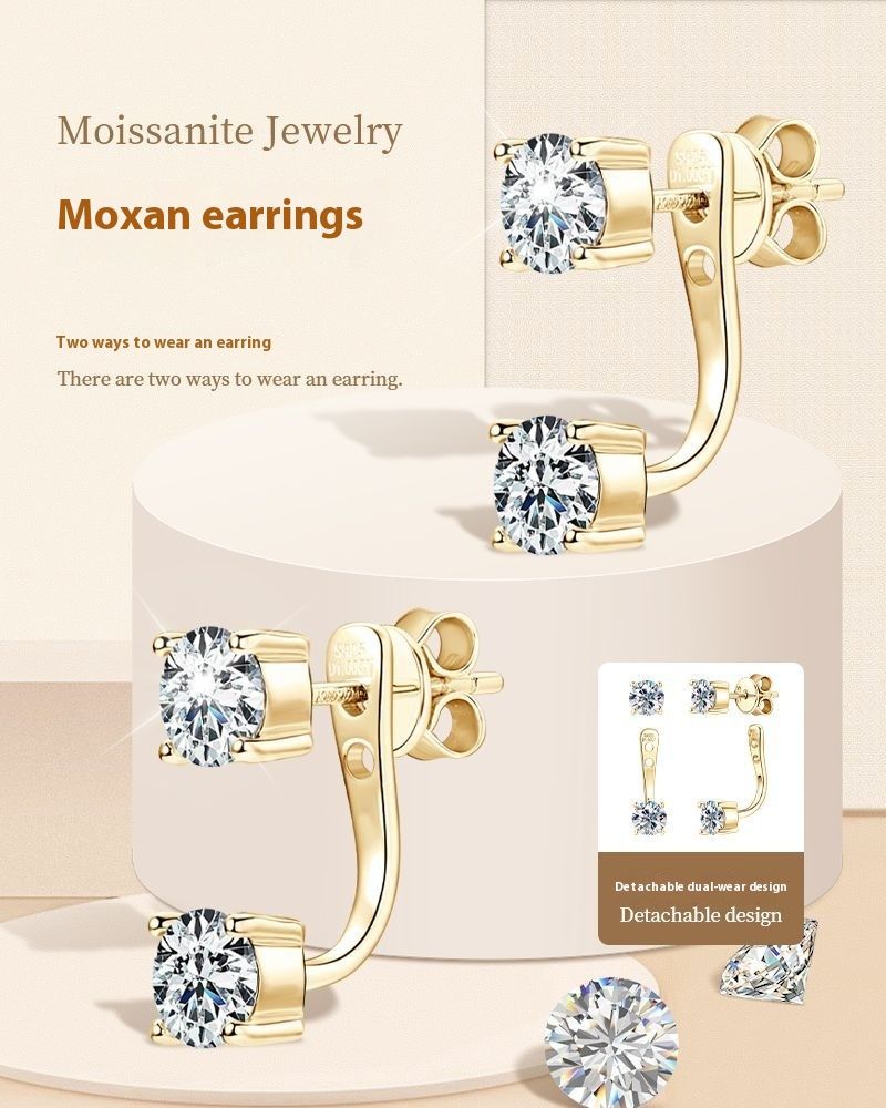 Modischer personalisierter Mosonit mit Sterling Silber, kleine und hochwertige Luxus-Ohrringe_voghion.com