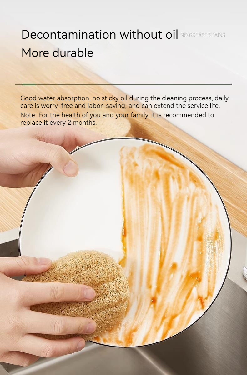 Pentole naturali, salviette, spazzole per pulizia in spugna senza olio per uso domestico, piatti compressi, piatti per lavare in peluche Luffa_voghion.com
