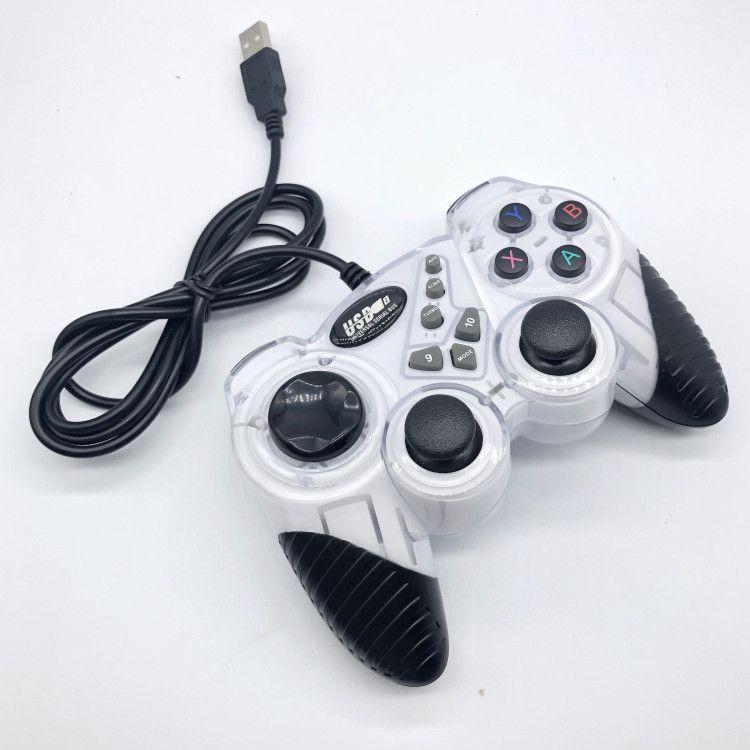 Domestic Transparent Colorful PC Computer Wired USB Vibration Game Controller_voghion.com