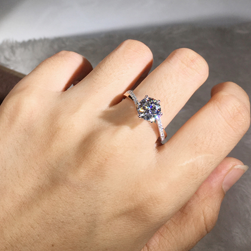 Anel de zircônia floco de neve com braço torcido, clássico e elegante, de seis garras, da Cao Shi, acessório de casamento para mulheres_voghion.com