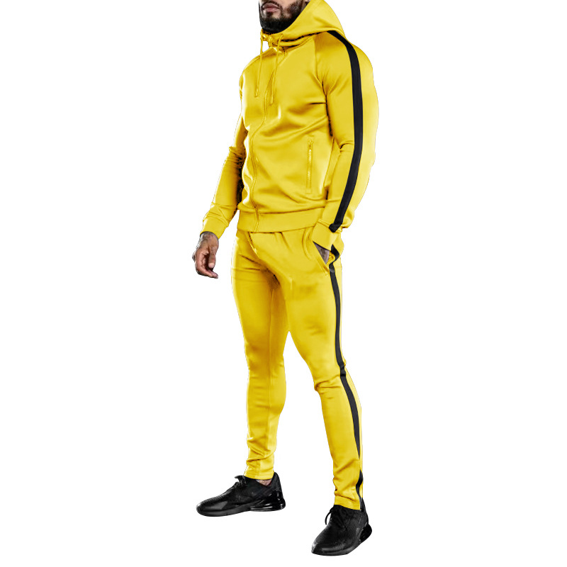 New Autumn and Winter Hooded Colorful Running Training Fitness Youth Sports Set Men's_voghion.com
