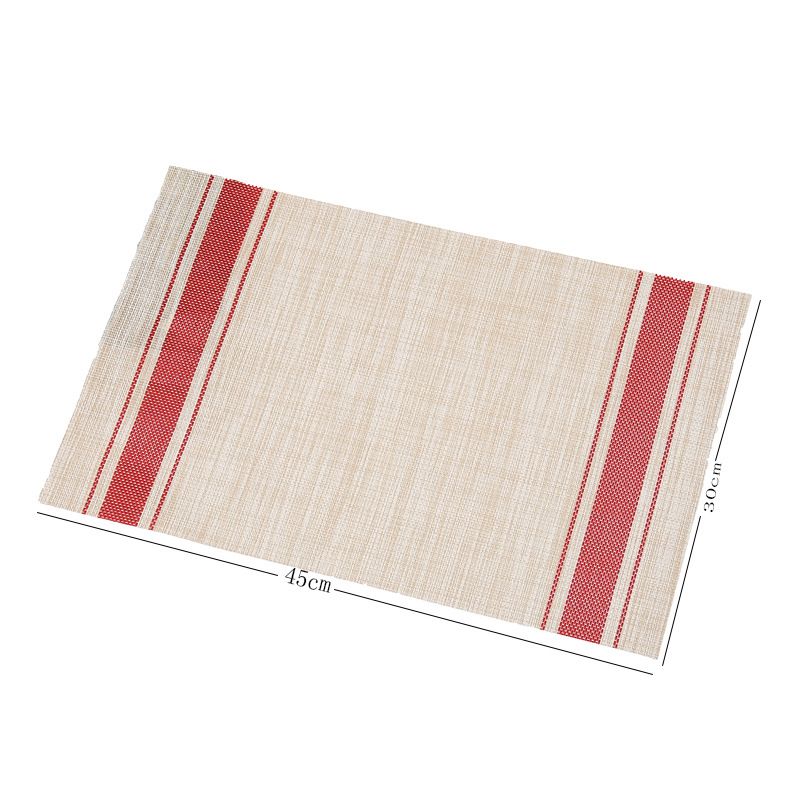 Dubbel gestreepte pvc-placemat, eenvoudige westerse placemat, linnen tafelmat, hotel- en kommat_voghion.com