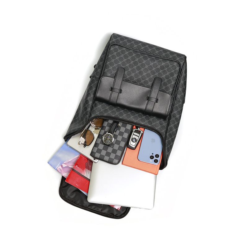 Designer Trendy Brand Fashionable And Classic Checkerboard Printed Large Capacity Backpack, Men's Computer File Backpack_voghion.com