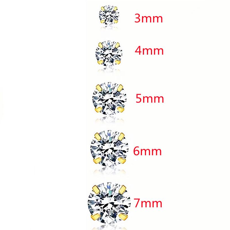 Orecchini in argento sterling S925 – Orecchini a bottone in zircone placcato oro a 4 griffe, accenti di diamanti INS, mini gioielli di tendenza_voghion.com