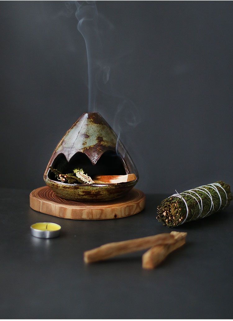 Peruanischer Palo Santo Halter Brenntablett Salbeiständer Keramik Weihrauchbrenner Diffusor_voghion.com