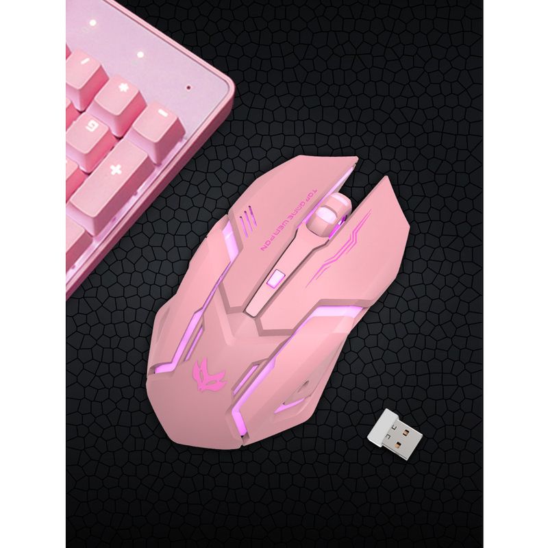 New Silent Cute Glowing Pink Wireless Charging Gaming Mechanical Mouse_voghion.com