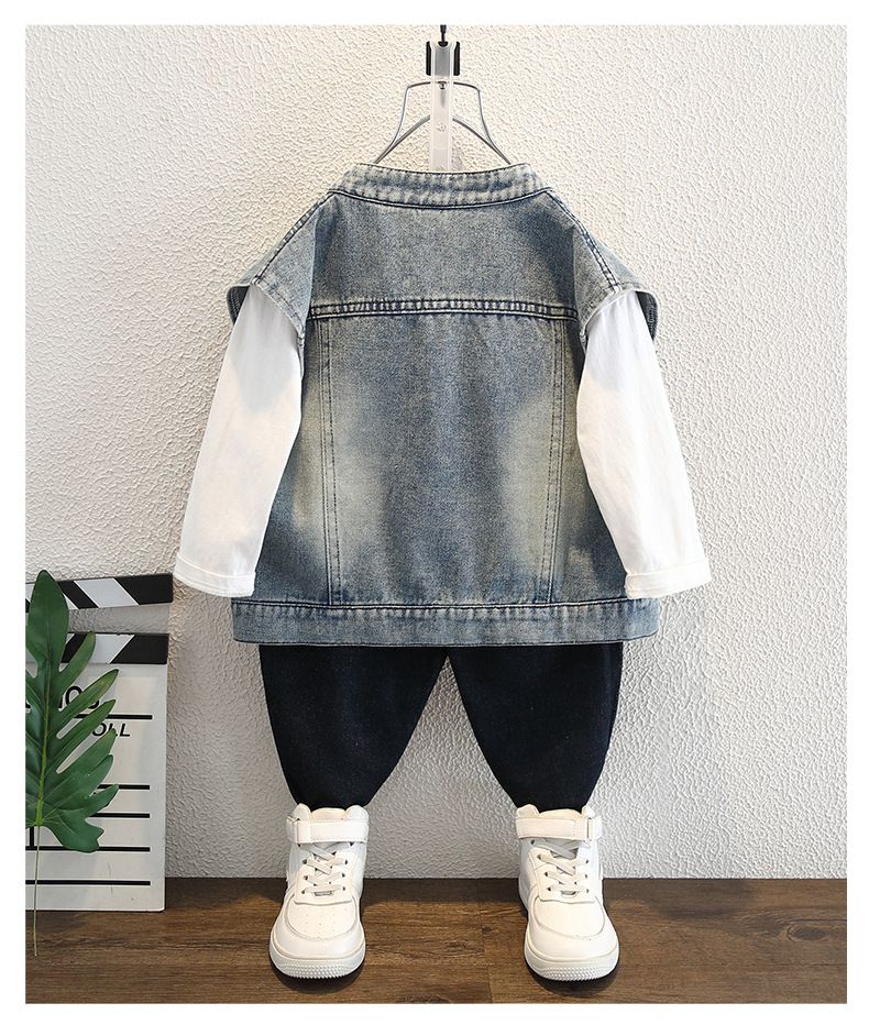 Boys' Cool Denim Vests For Spring And Autumn 2025 New Styles For Children's Spring Clothes, Handsome And Fashionable Children's Spring Waistcoat_voghion.com