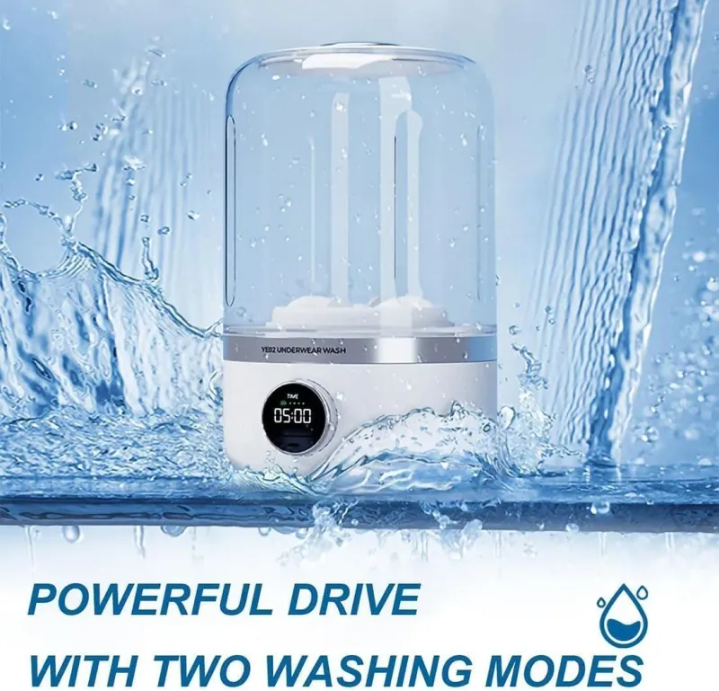 Kabellose Waschmaschine, tragbarer Unterwäschereiniger, 1 l, Mini-Sockenwaschmaschine, dehydrierbarer Wäscheeimer_voghion.com