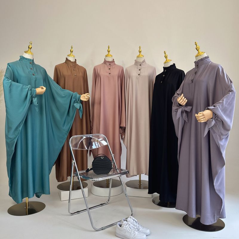 Damenbekleidung Langes Swing-Kleid in Volltonfarbe_voghion.com