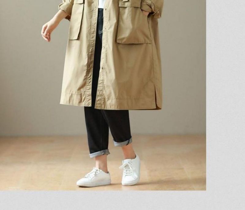 Damenbekleidung Übergröße Damen Trenchcoat mit Designdetails, übergroßer lässiger Langmantel, locker sitzender Arbeitshemdstil für Herbst und Winter_voghion.com