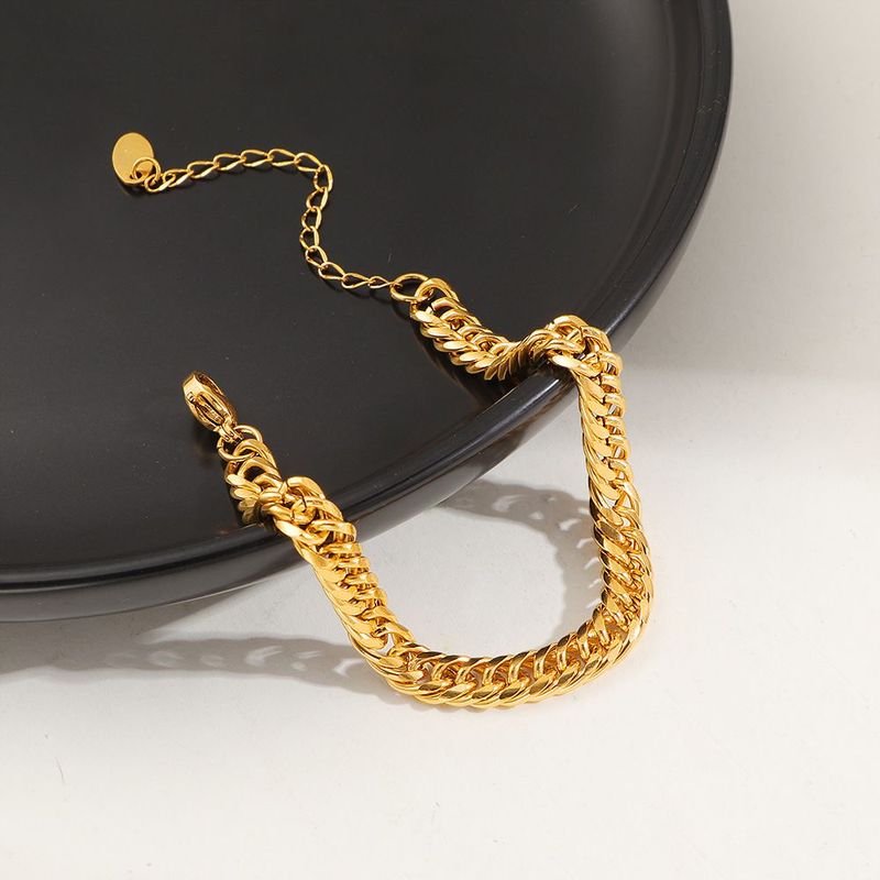 Bracciale in acciaio al titanio con catena cubana Hip Hop, tendenza personalità fredda, catena semplice, moda, stile semplice._voghion.com